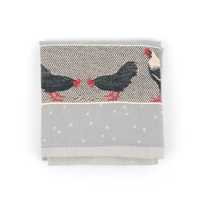 Tea Towel Chickens Grey 3